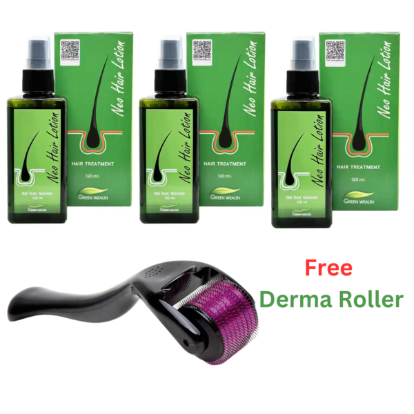 Original Neo Hair Lotion (pack of 3) with Free Derma Roller